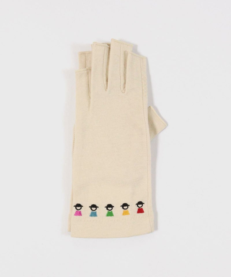 カラフルピコ刺繍UV手袋(ベージュ)