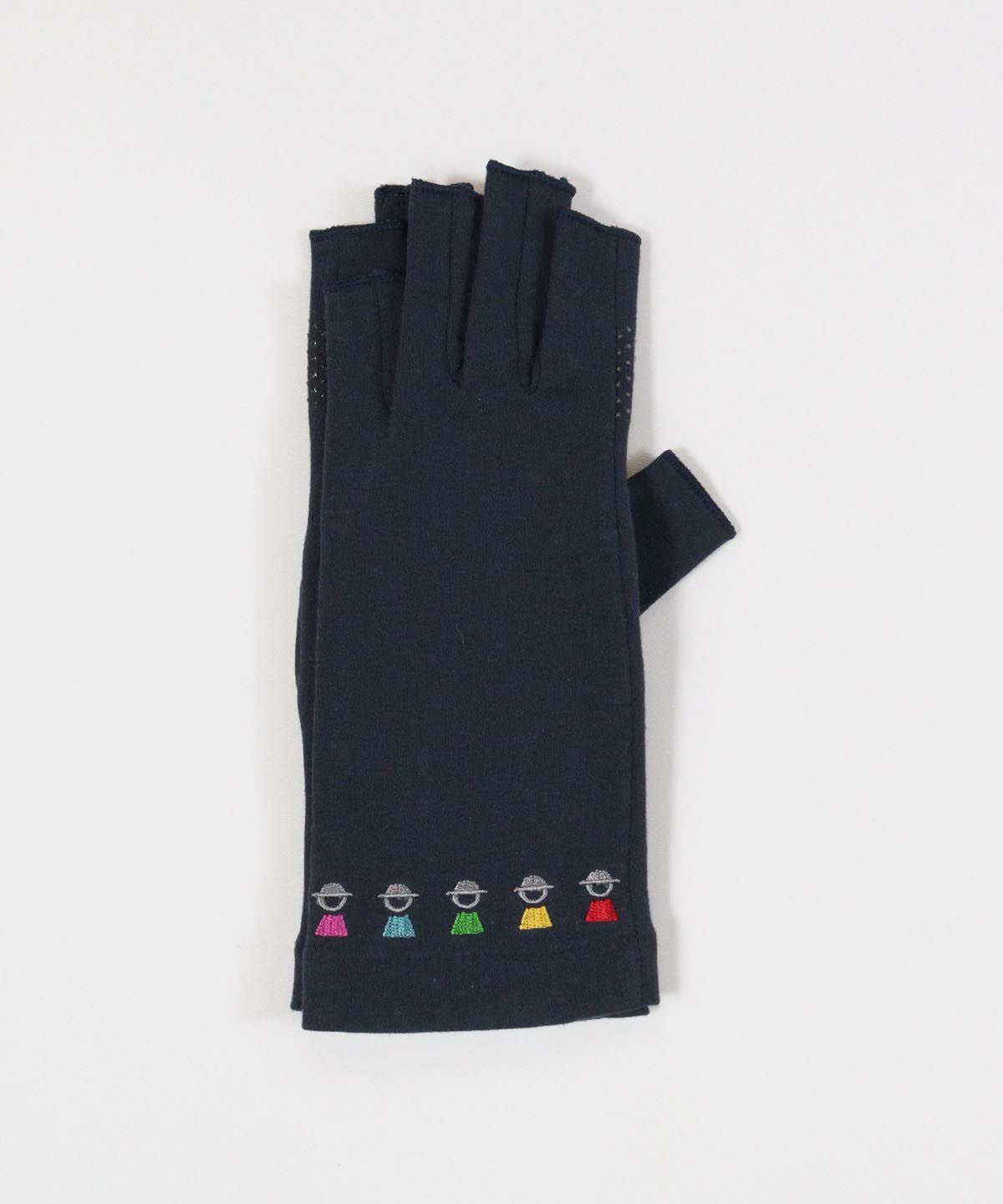 カラフルピコ刺繍UV手袋(ネイビー)