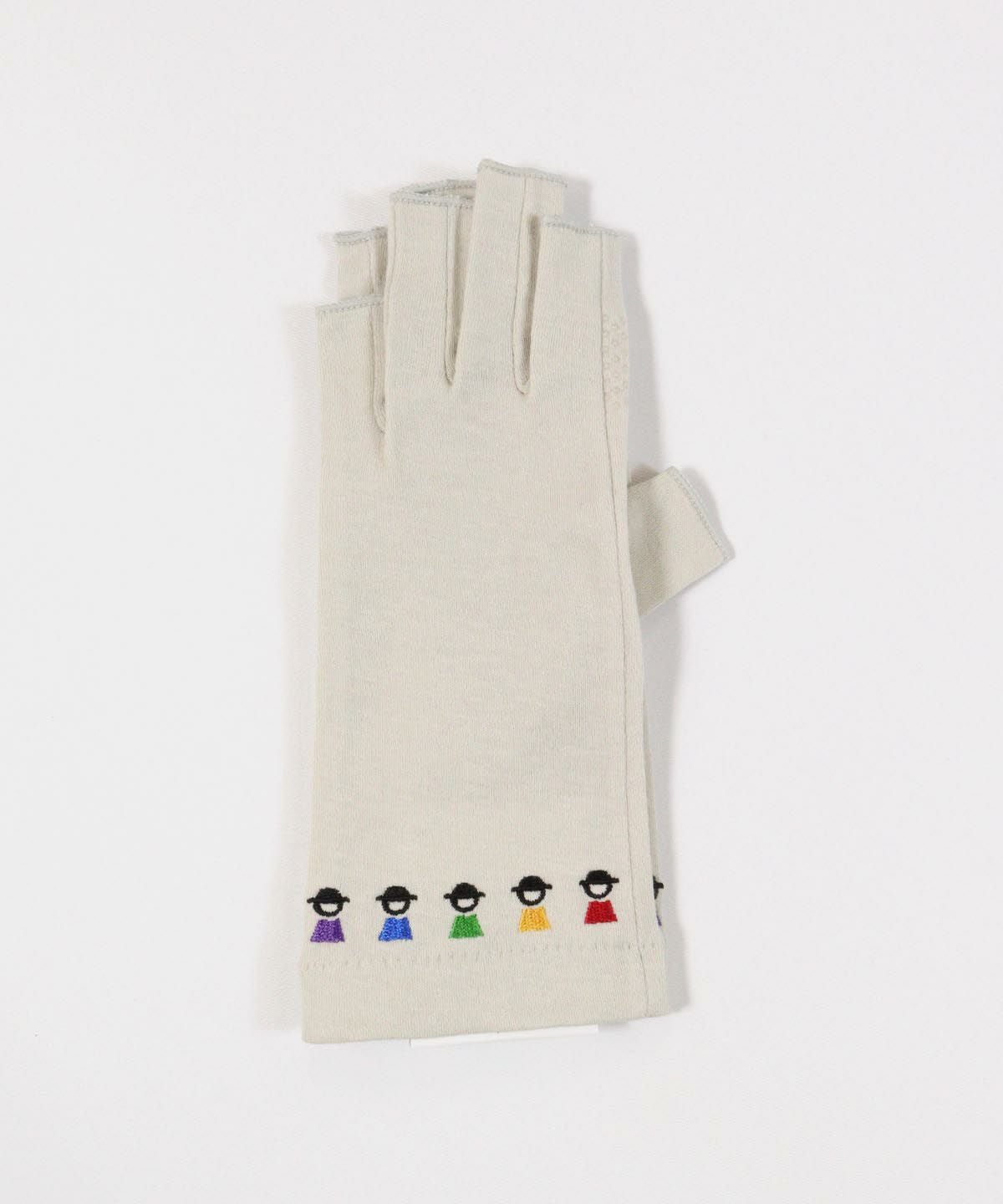 カラフルピコ刺繍UV手袋(ライトグレー)
