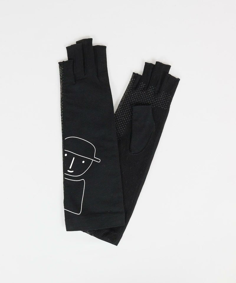 ドットメッシュ切替UV手袋(ブラック）