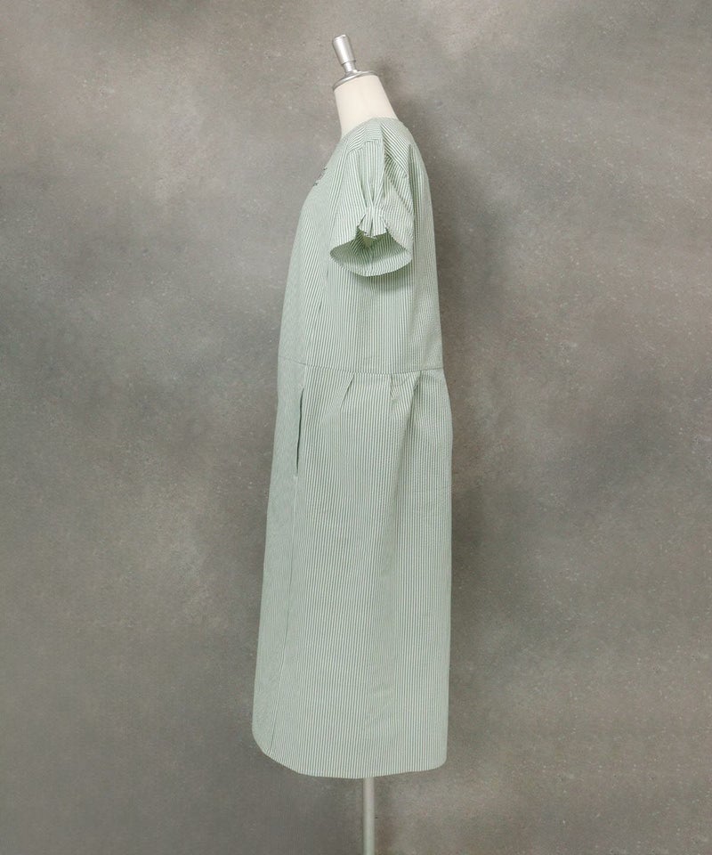 サッカーストライプワンピース(グリーン)横