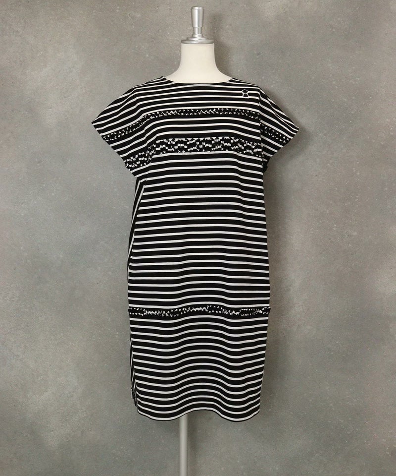 オーガニックコットンボーダーワンピース(ブラック)