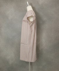 オーガニックコットンボーダーワンピース(ベージュ)横