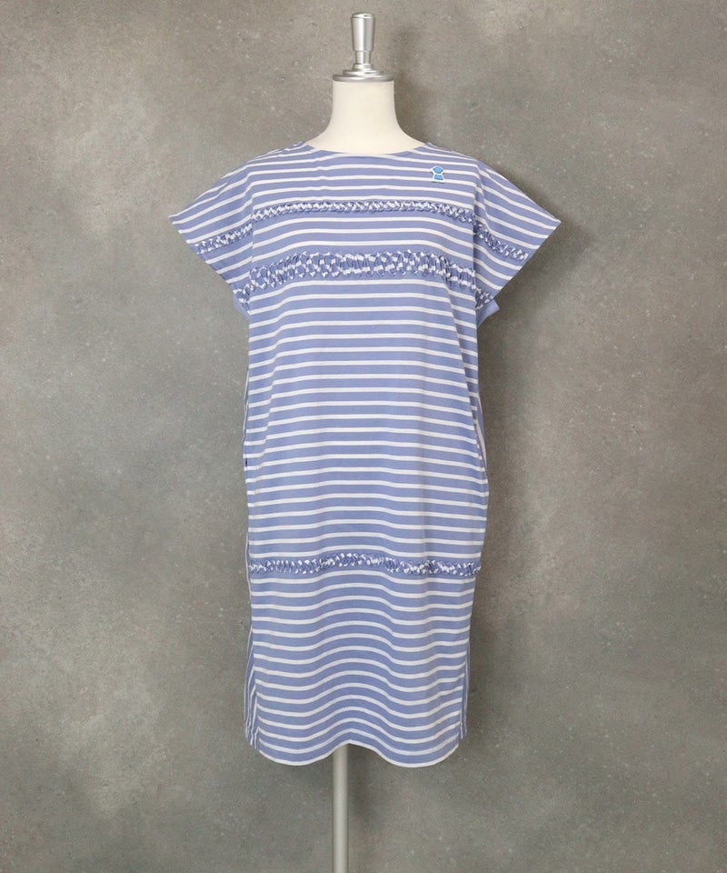 オーガニックコットンボーダーワンピース(ブルー)