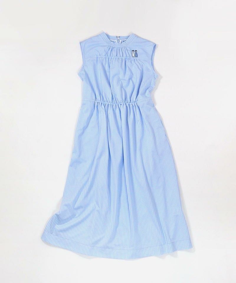 ストライプ柄冷感ノースリワンピース(ブルー)後ろ