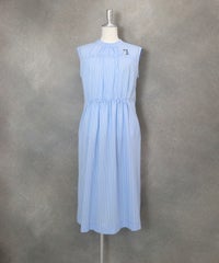 ストライプ柄冷感ノースリワンピース(ブルー)