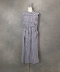 ストライプ柄冷感ノースリワンピース(グレー)