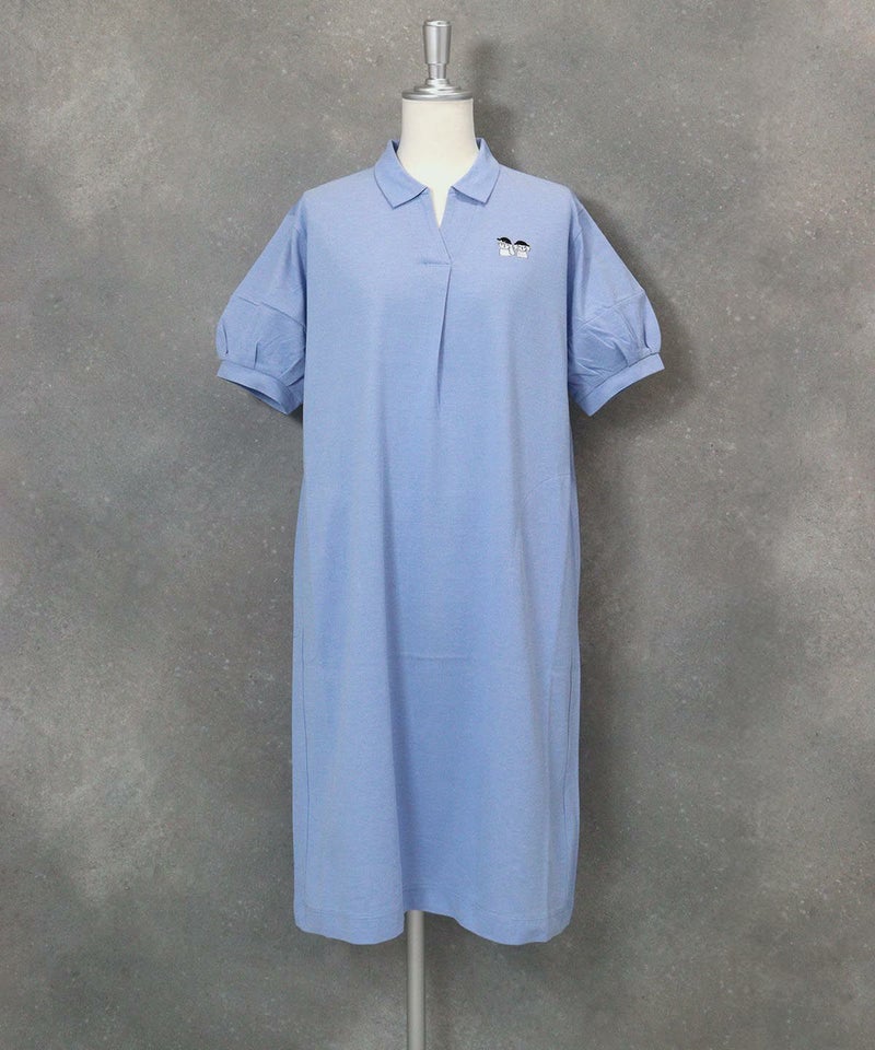 カノコ素材襟付き速乾ワンピース(ライトブルー)