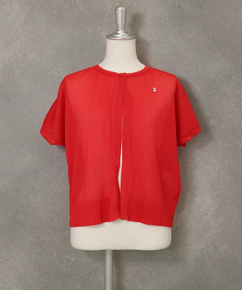 シアープリーツ半袖ボレロ(レッド)