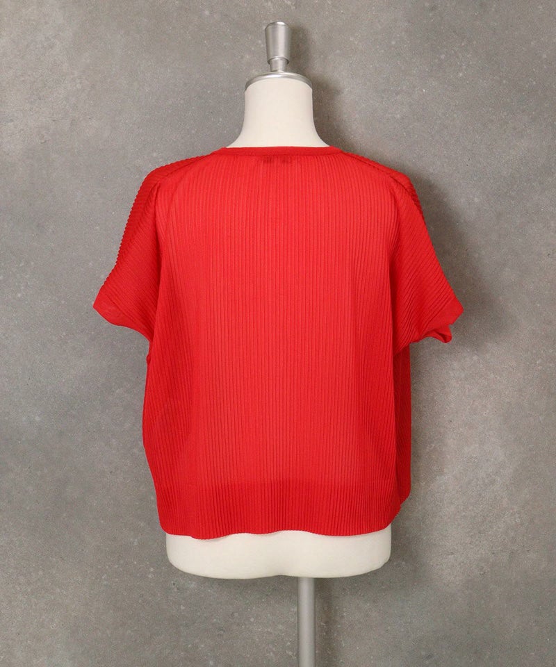 シアープリーツ半袖ボレロ(レッド)後ろ