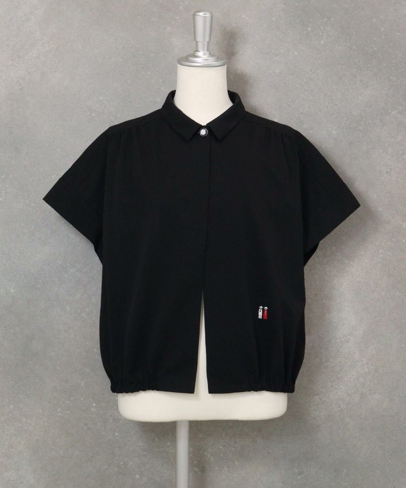 コットン混半袖ジャージーシャツ(ブラック)