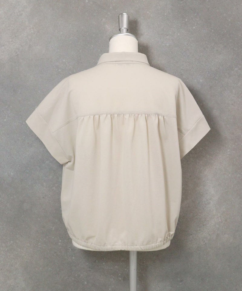 コットン混半袖ジャージーシャツ(ベージュ)後ろ