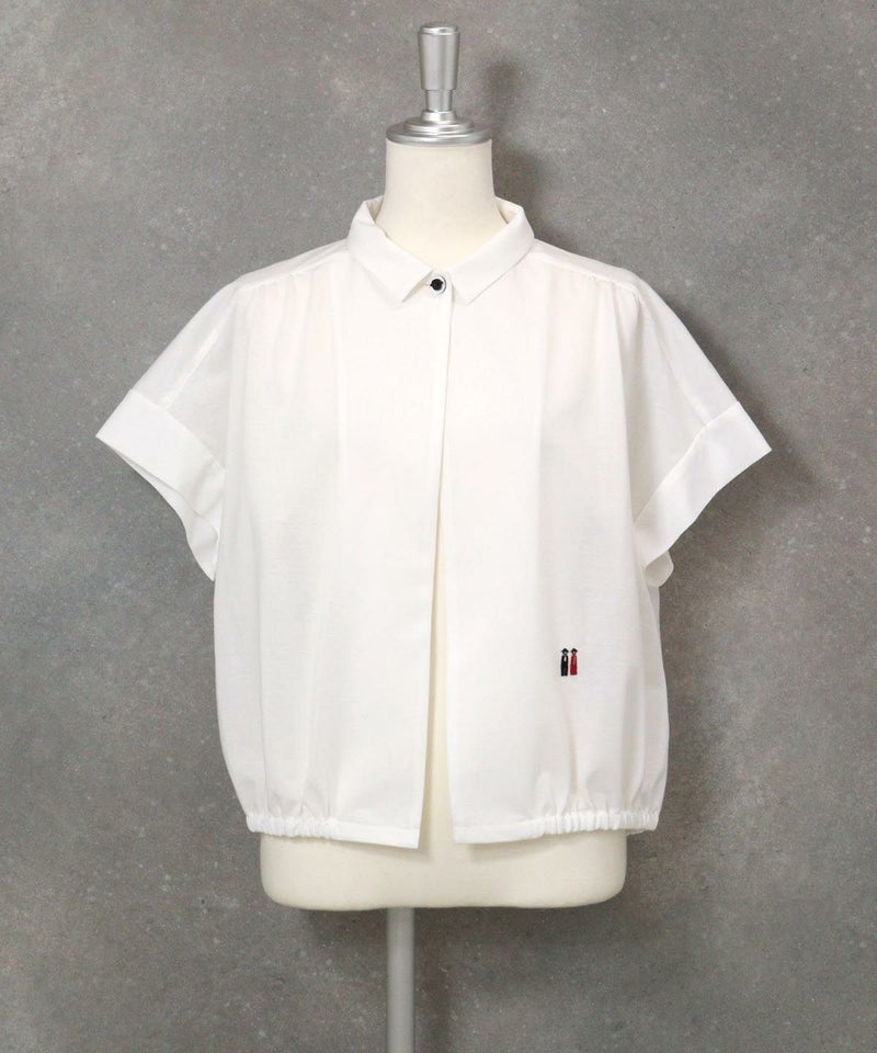 コットン混半袖ジャージーシャツ(ホワイト)