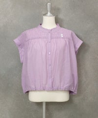 シャーリング切替ブラウス(ライトパープル)