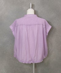 シャーリング切替ブラウス後(ライトパープル)