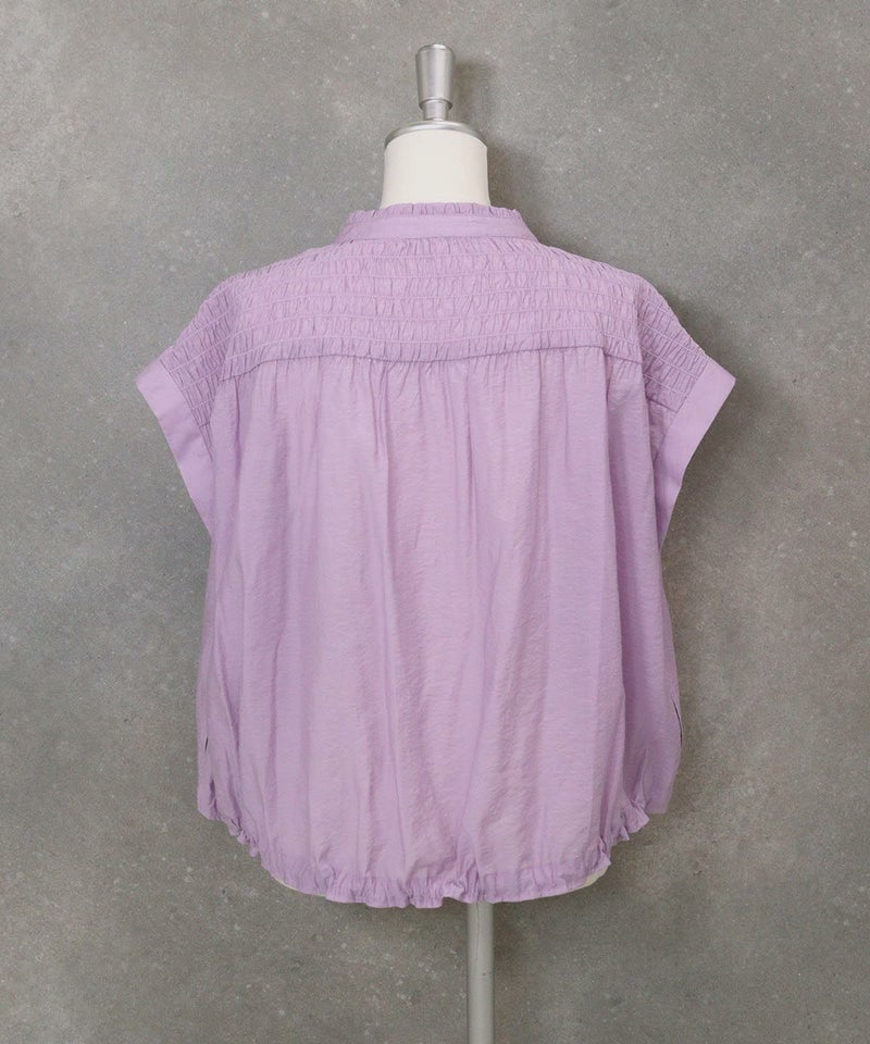 シャーリング切替ブラウス後(ライトパープル)