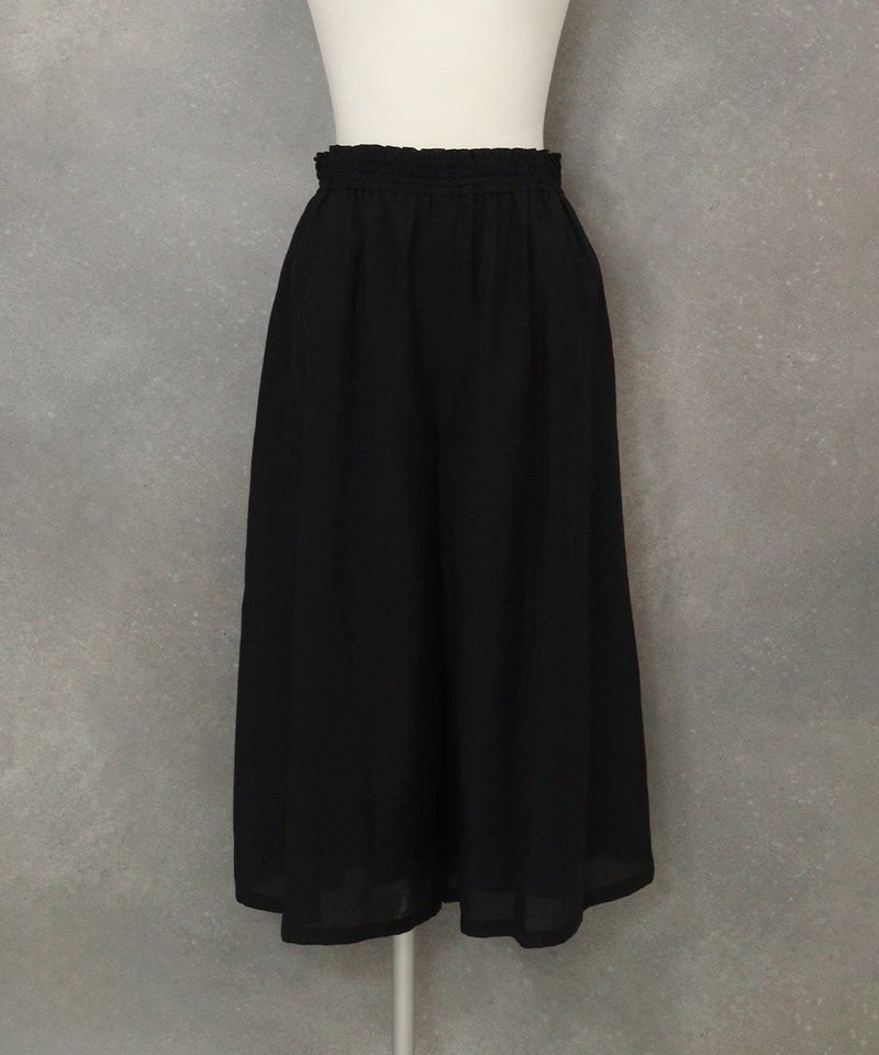 七分丈ワイドパンツ(ブラック)
