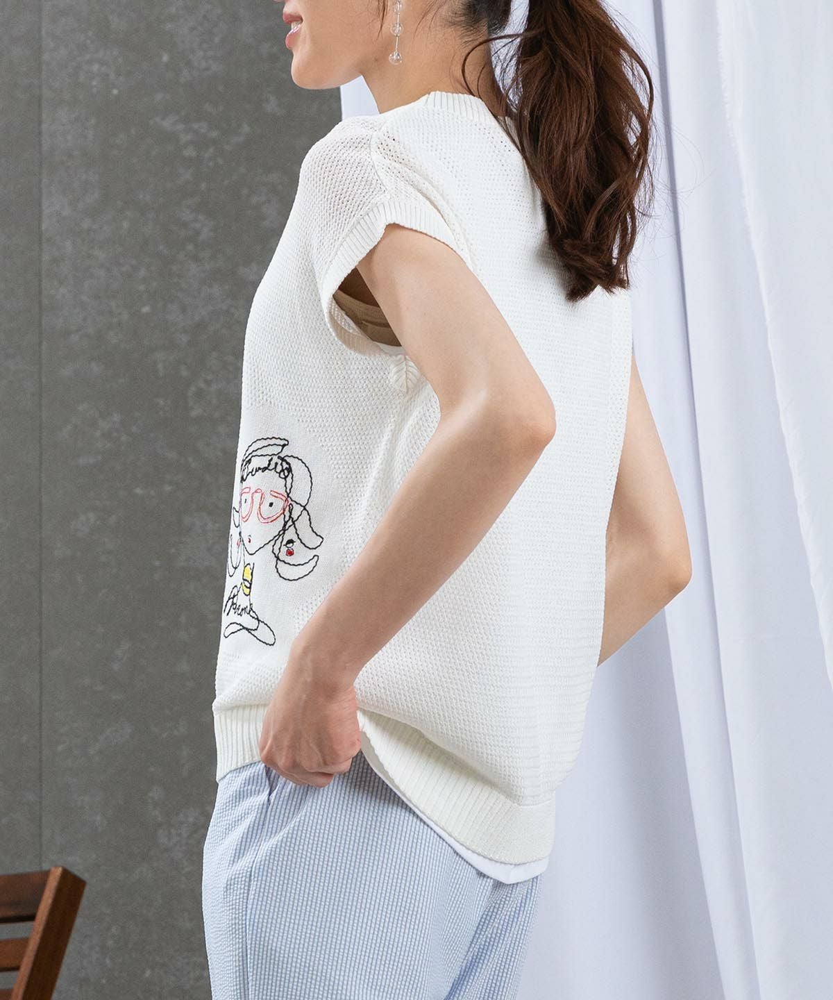 透かし編み刺繍ニットベスト|スタジオピッコーネ - ゴルフウェアや婦人