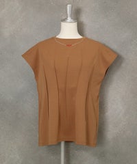 ネックレス風刺繍フレンチTシャツ(ブラウン)