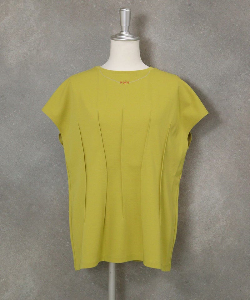 ネックレス風刺繍フレンチTシャツ(イエロー)