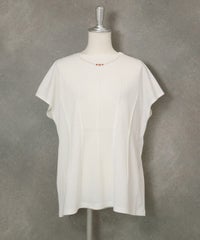 ネックレス風刺繍フレンチTシャツ(ホワイト)