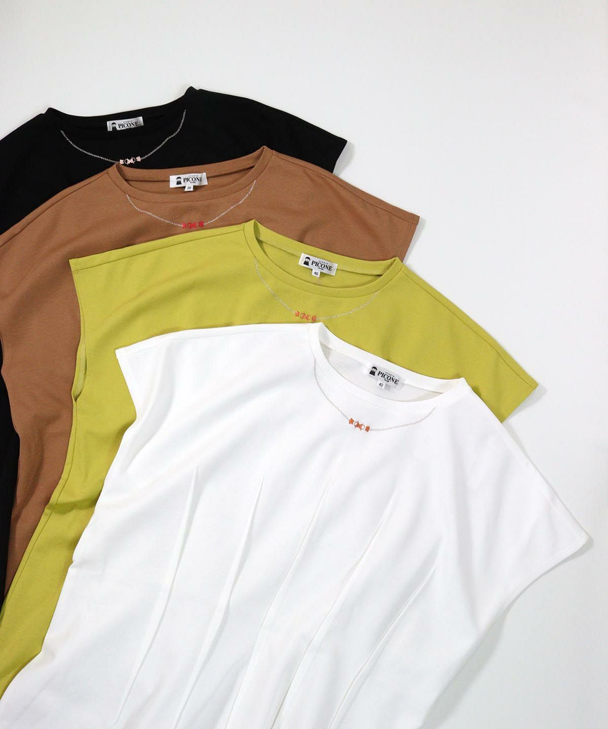 ネックレス風刺繍フレンチTシャツ|スタジオピッコーネ-アウトレット