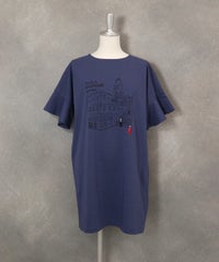 袖フリルイラストチュニック(ネイビー)