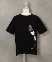グリッタープリント冷感Ｔシャツ(ブラック）