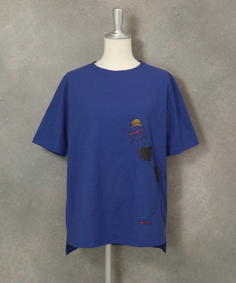 グリッタープリント冷感Ｔシャツ（ブルー）