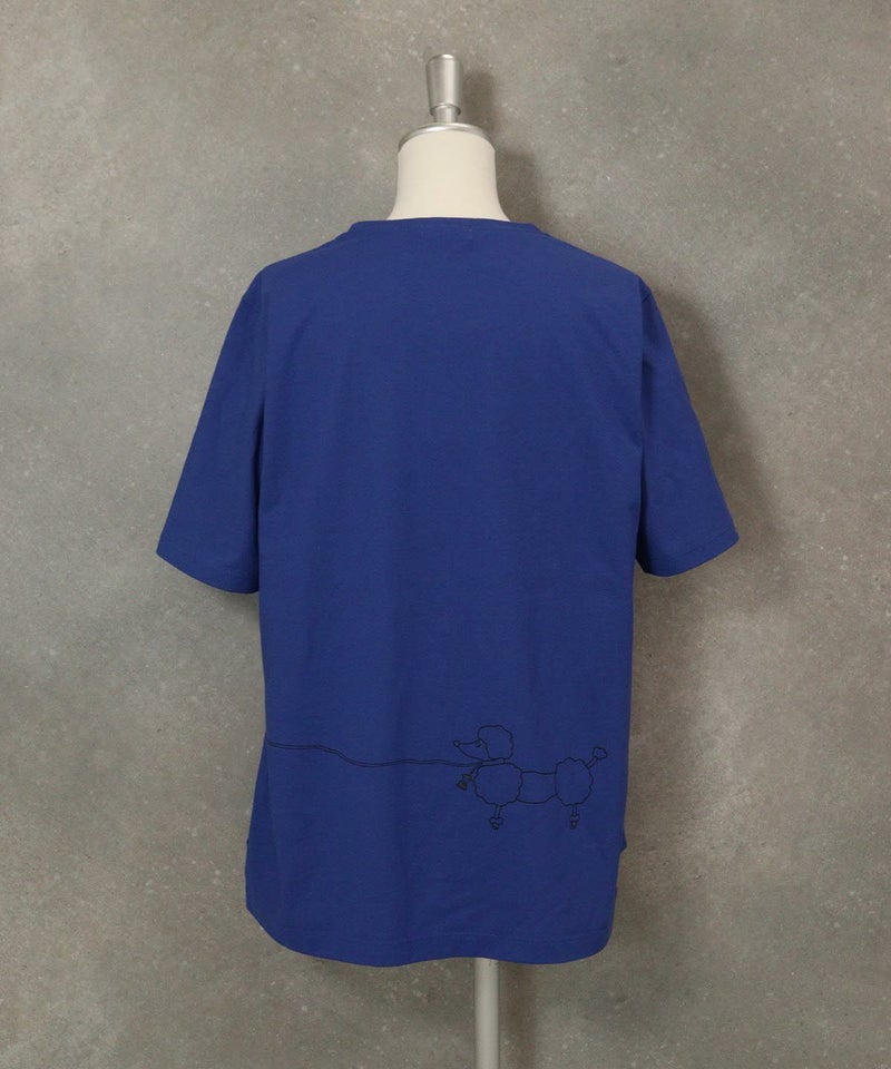 グリッタープリント冷感Ｔシャツ後（ブルー）