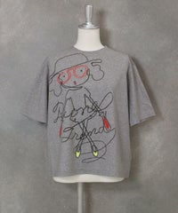 線画イラスト冷感Ｔシャツ(ライトグレー)