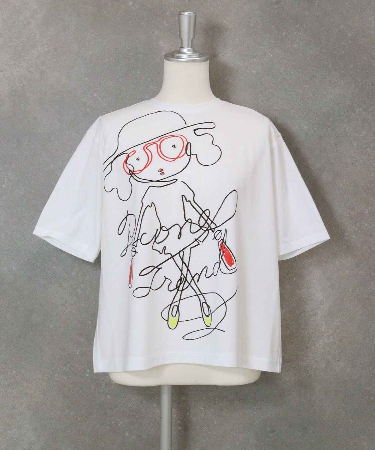 【美品】 PICONIE ピッコーネ 手描きイラストパンツ 38 ホワイト STUDIO PICONE（スタジオピッコーネ） tシャツ PICO LADYS”イラストT