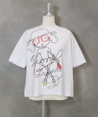 線画イラスト冷感Ｔシャツ(ホワイト)
