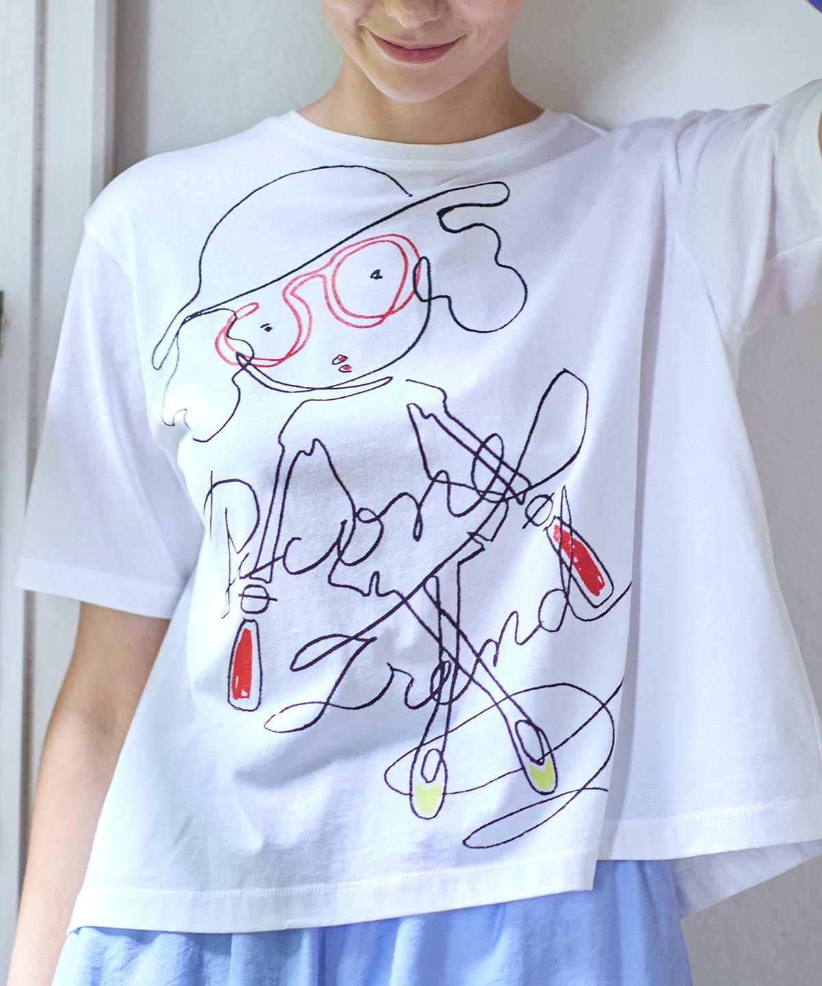 【美品】 PICONIE ピッコーネ 手描きイラストパンツ 38 ホワイト PICO LADYS