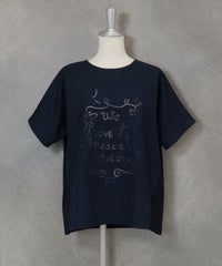 カットワーク刺繍冷感Ｔシャツ(ネイビー)