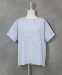 カットワーク刺繍冷感Ｔシャツ(ブルー)