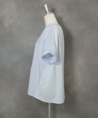 カットワーク刺繍冷感Ｔシャツ(ブルー)横