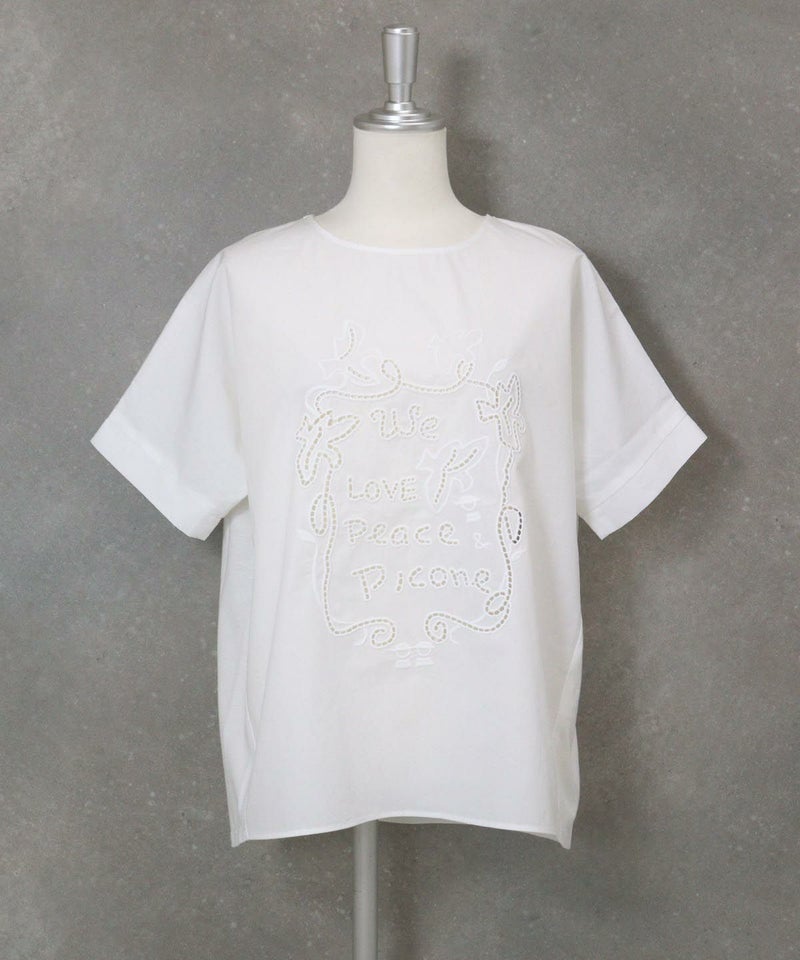カットワーク刺繍冷感Ｔシャツ(ホワイト)
