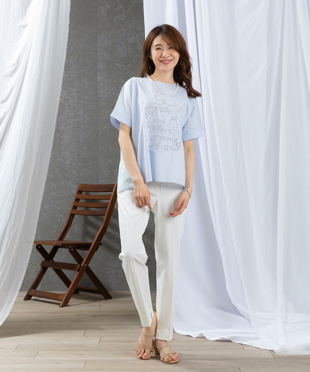 カットワーク刺繍冷感Tシャツ|スタジオピッコーネ - ゴルフウェアや