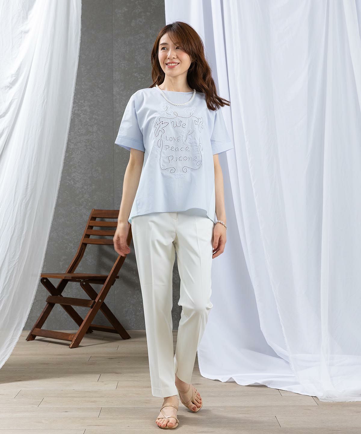 カットワーク刺繍冷感Tシャツ|スタジオピッコーネ - ゴルフウェアや