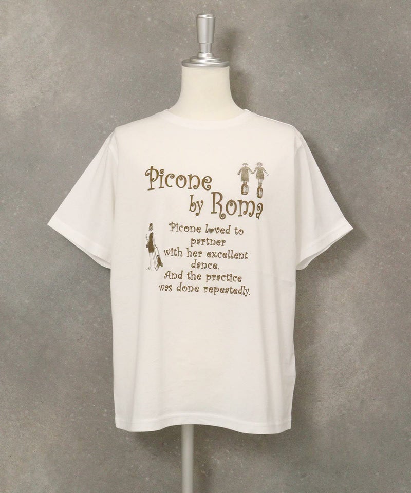 コットン100％冷感プリントＴシャツ(ホワイト×ゴールド)