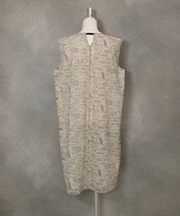 メッシュ地プリントワンピース(ベージュ)後ろ