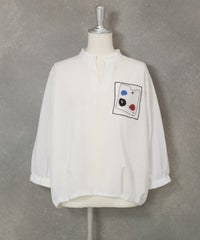 七分袖冷感スキッパープルオーバー(ホワイト)