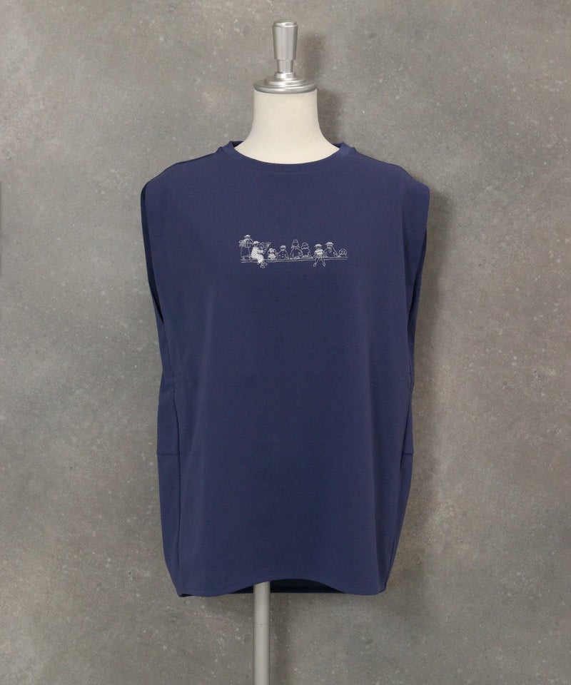 ボックス型ノースリトップス(ネイビー)