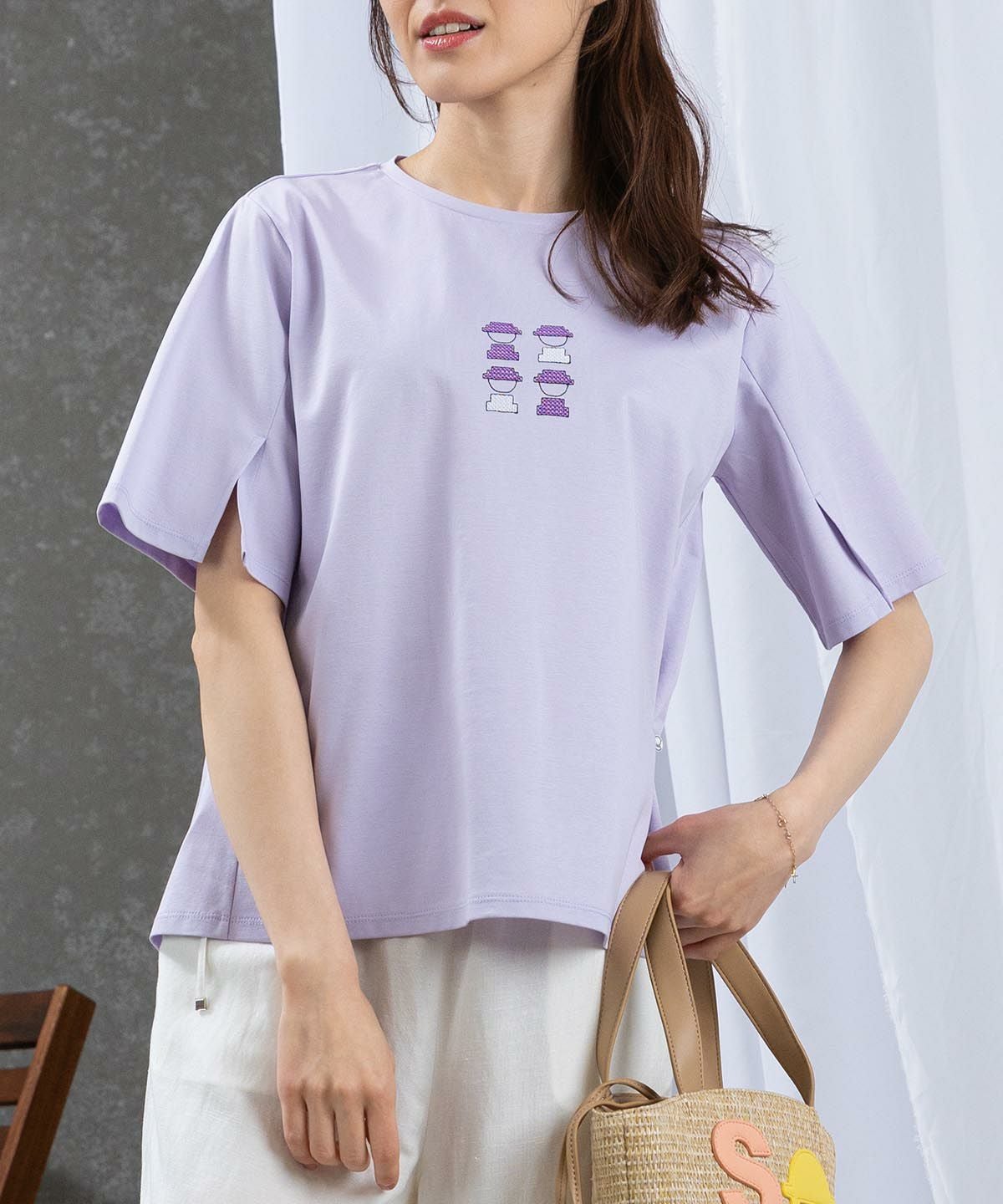 極美品♪ピッコーネ コットン混スパンコール刺繍Tシャツ カットソー 近年モデル スパンコールピコUV冷感Tシャツ|スタジオピッコーネ - ゴルフウェアや
