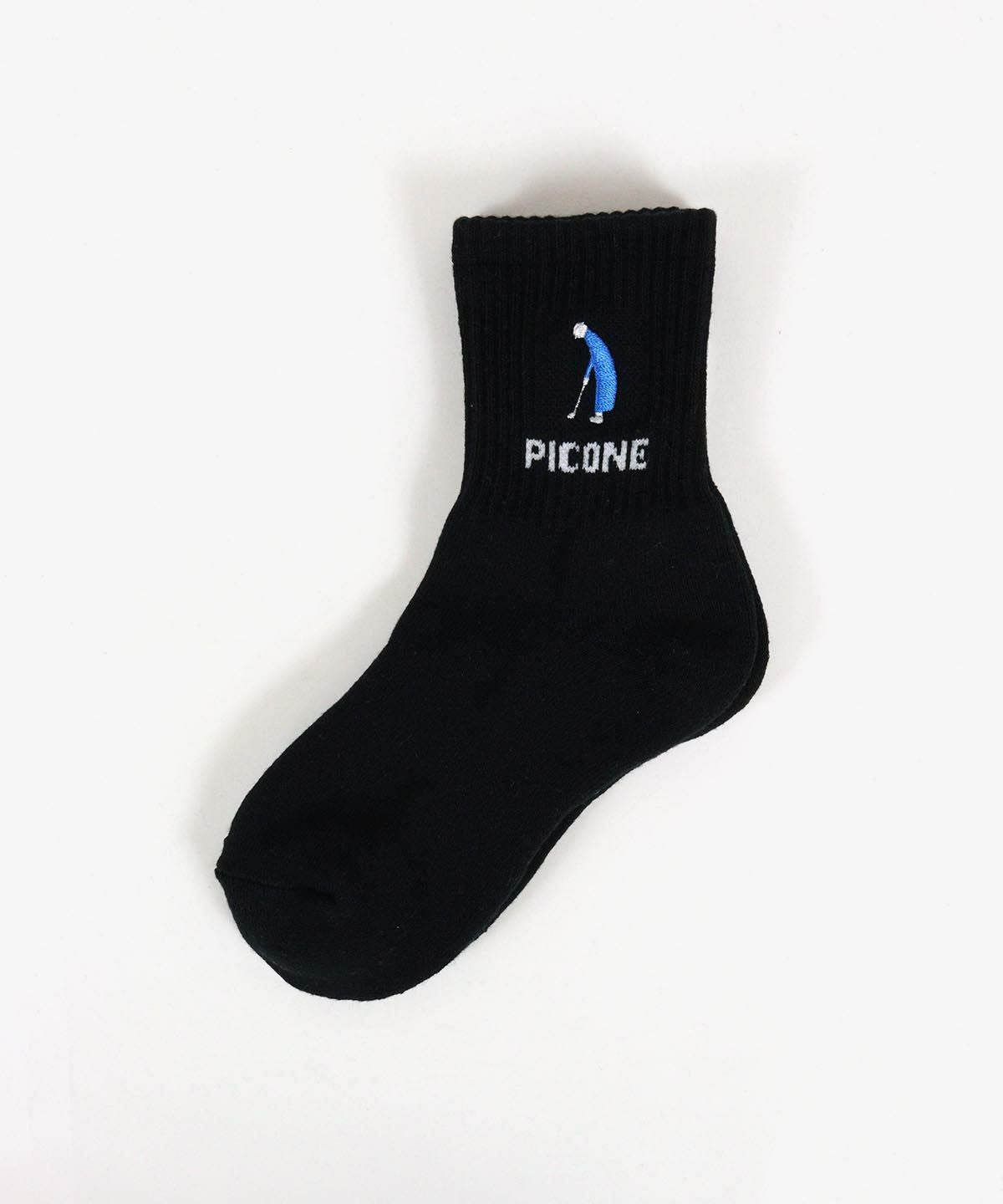 ゴルフピコ刺繍ソックス（ブラック）