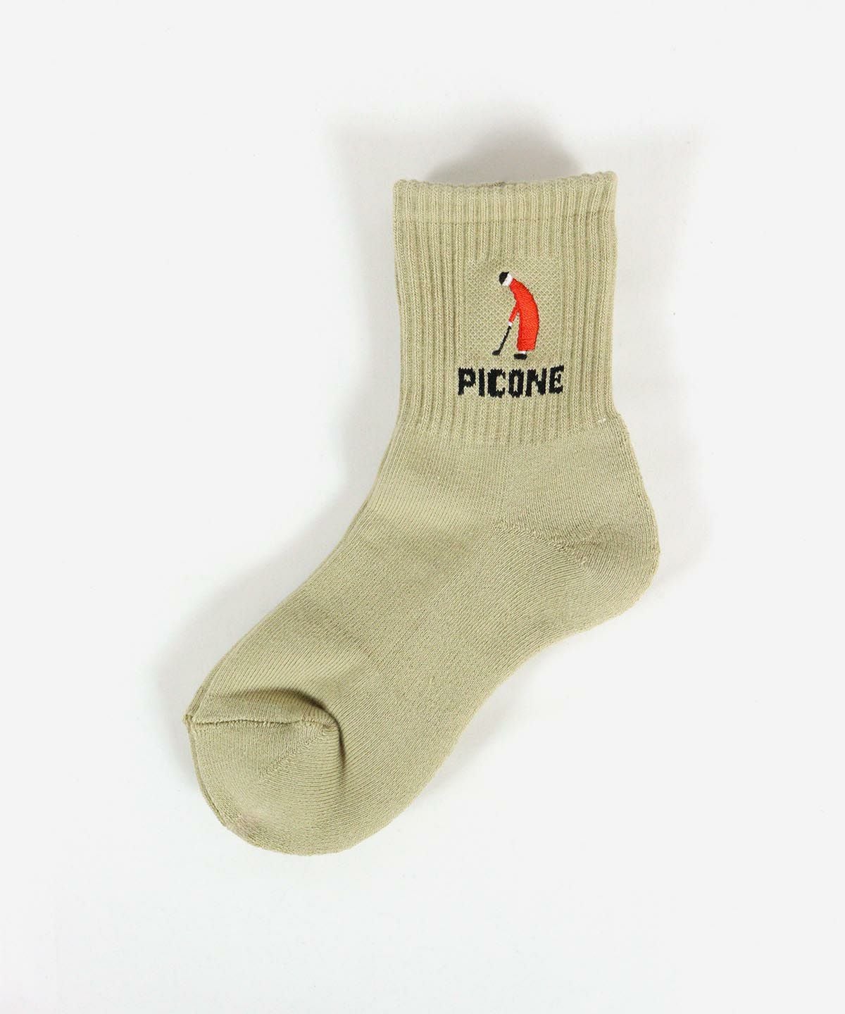 ゴルフピコ刺繍ソックス（ベージュ）