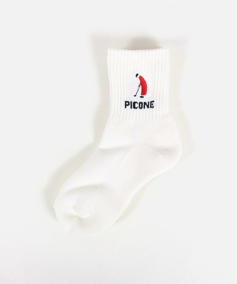 ゴルフピコ刺繍ソックス（ホワイト）