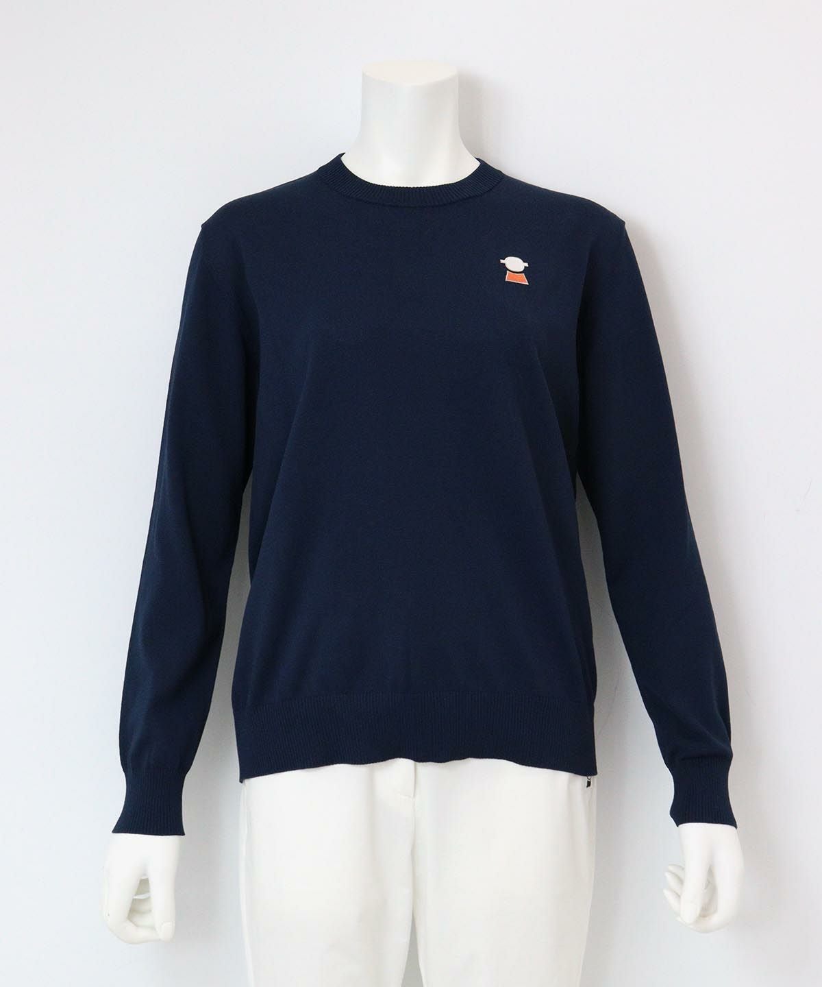 コットン混ニットプルオーバー（ネイビー）