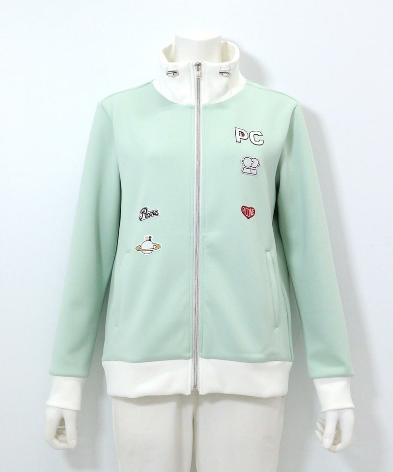 ワッペン付ジップブルゾン（ライトグリーン）